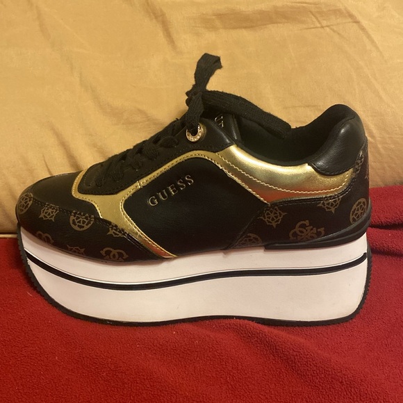 Guess Black and Gold Platform Sneakers - Picture 8 of 13
